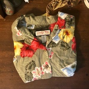 Vintage Green Hawaiian Button Up Shirt